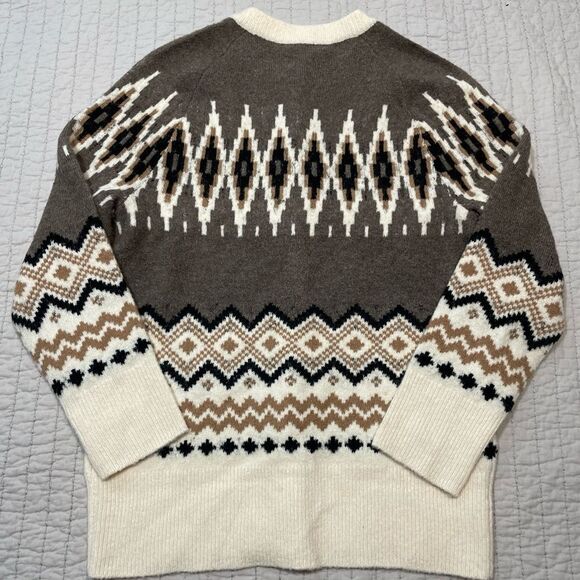 J. Crew Geometric Brown and Cream Cardigan - Picture 10 of 12